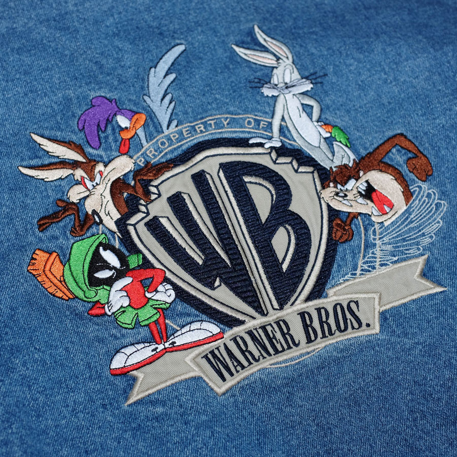 Vintage Looney Tunes Denim Varsity Jacket Medium - Double Double Vintage