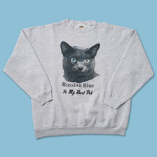 Vintage Russian Blue Cat Sweater XLarge