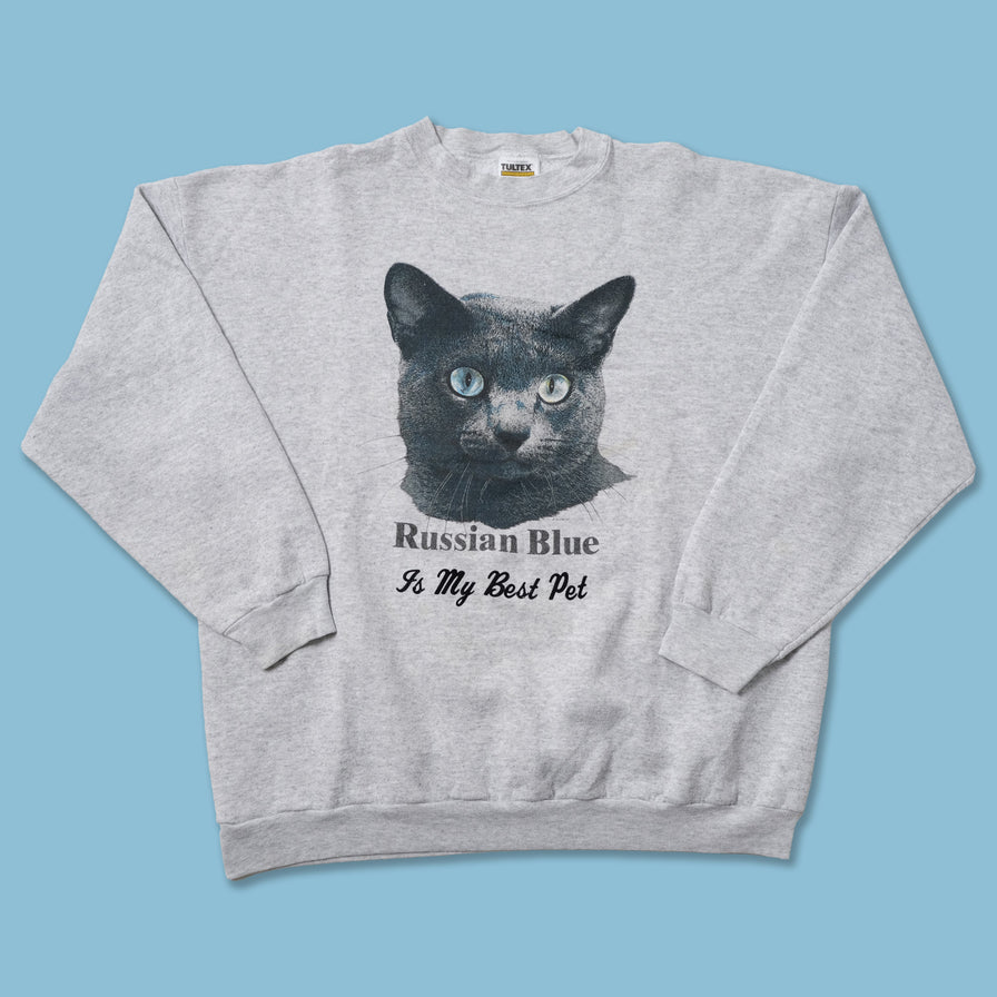 Vintage Russian Blue Cat Sweater XLarge