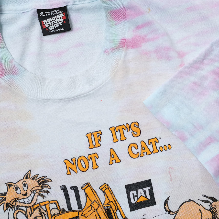 Vintage Cat Tie Dye T-Shirt Large