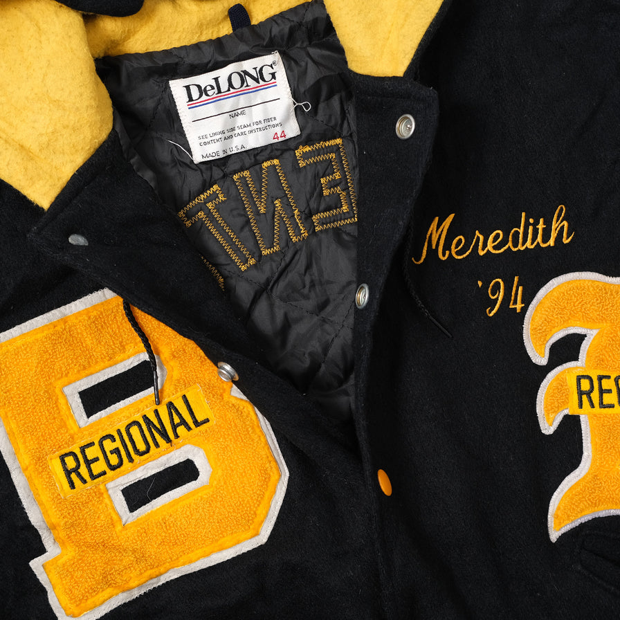 Vintage College Hooded Wool Jacket Large