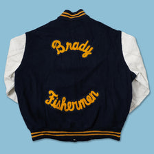 Vintage College Wool Leather Jacket Large