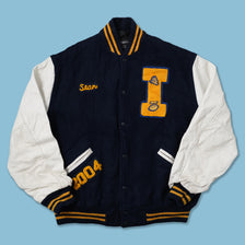 Vintage College Wool Leather Jacket Large