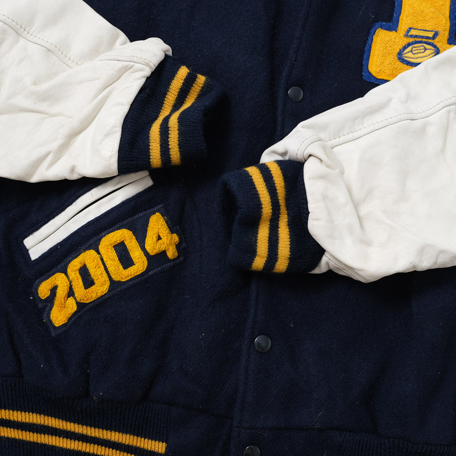 Vintage College Wool Leather Jacket Large