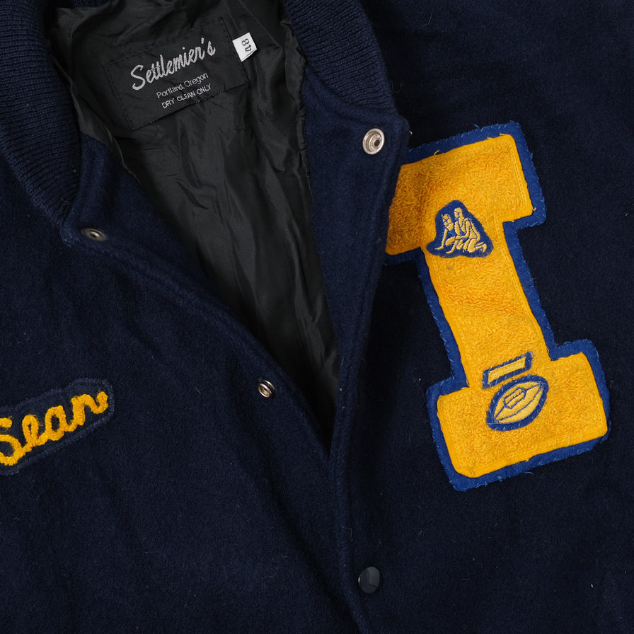 Vintage College Wool Leather Jacket Large