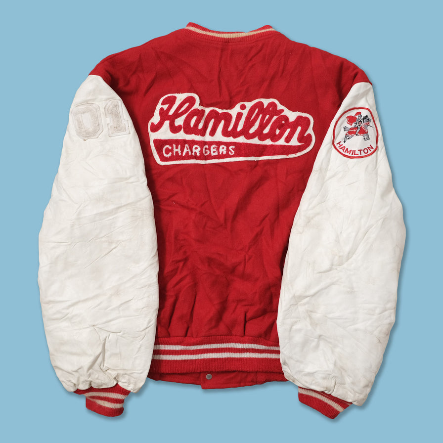 Vintage College Wool Leather Jacket XLarge