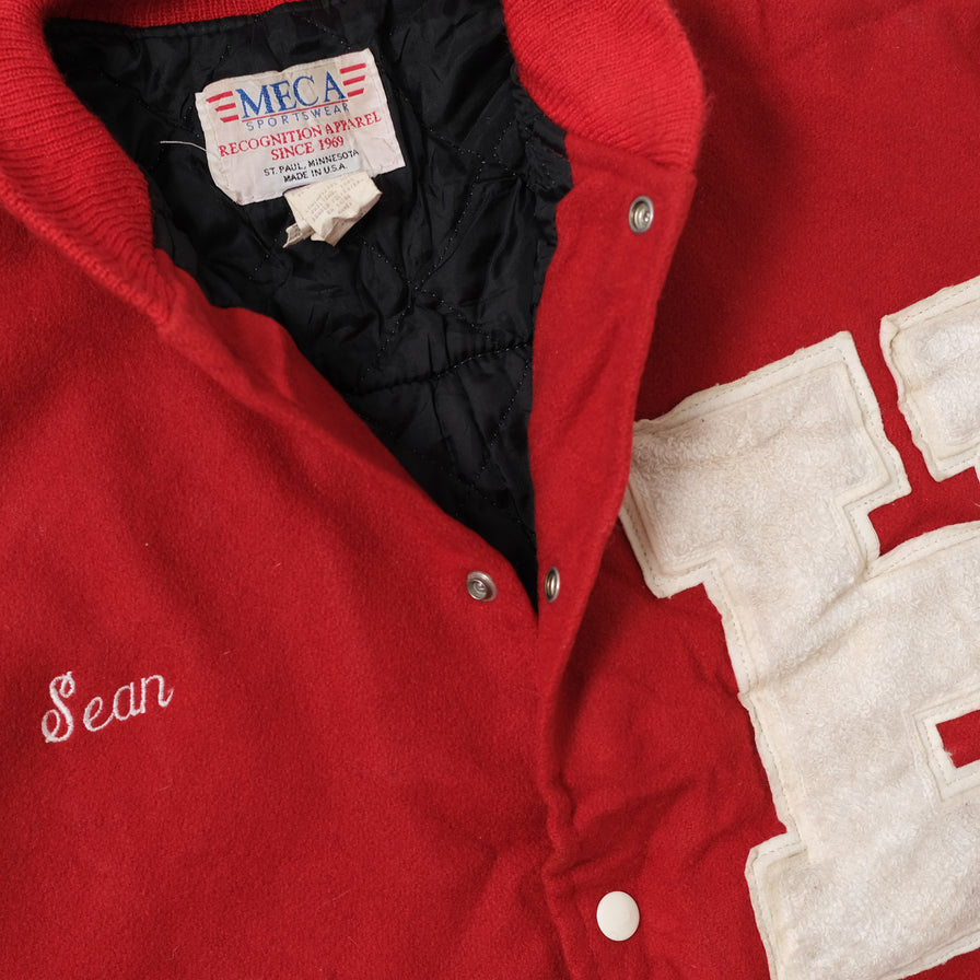 Vintage College Wool Leather Jacket XLarge