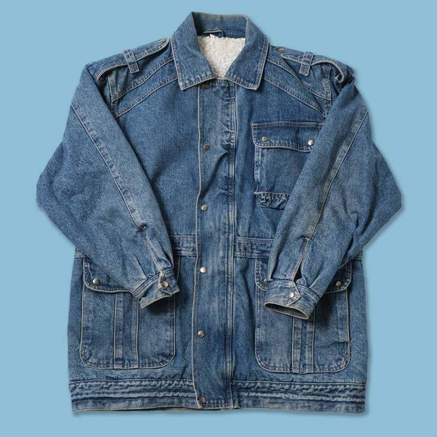 Vintage Fur Denim Jacket XLarge