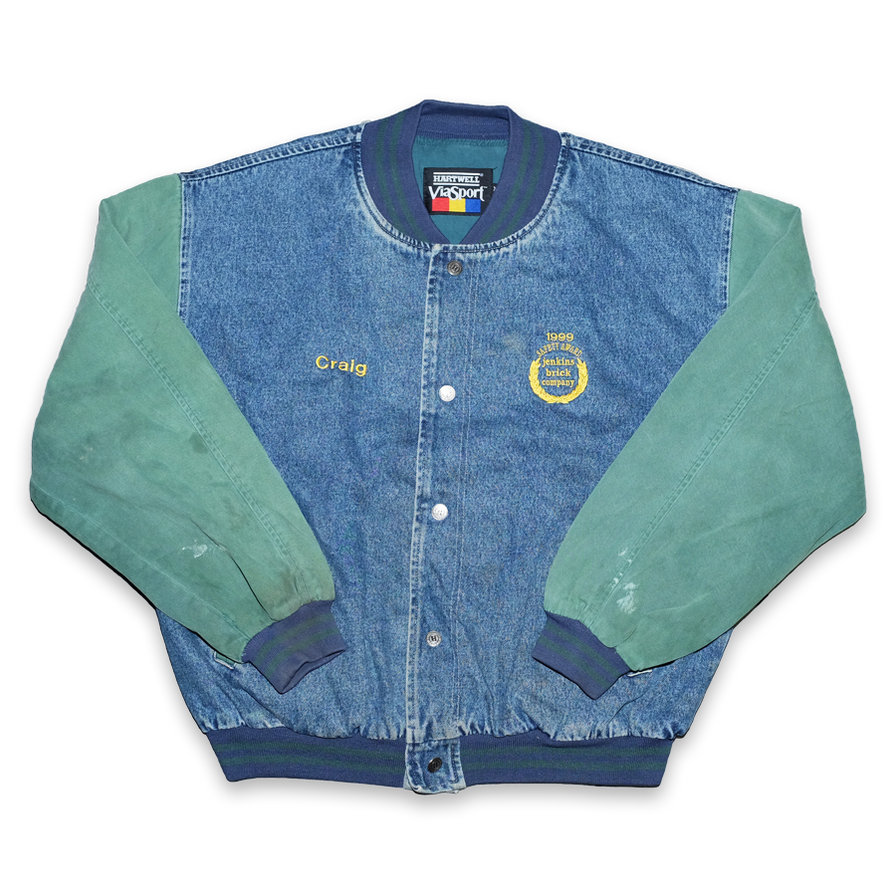 Vintage Denim College Jacket XLarge