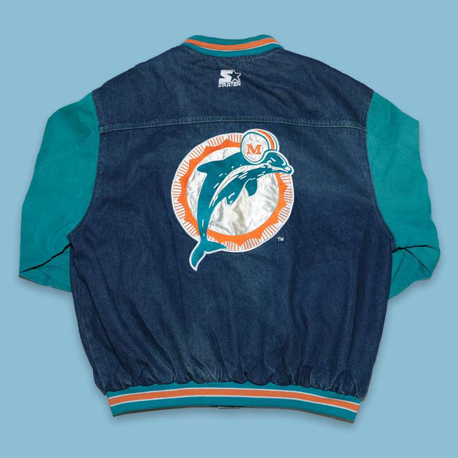 Vintage Starter Miami Dolphins Denim College Jacket Large / XLarge
