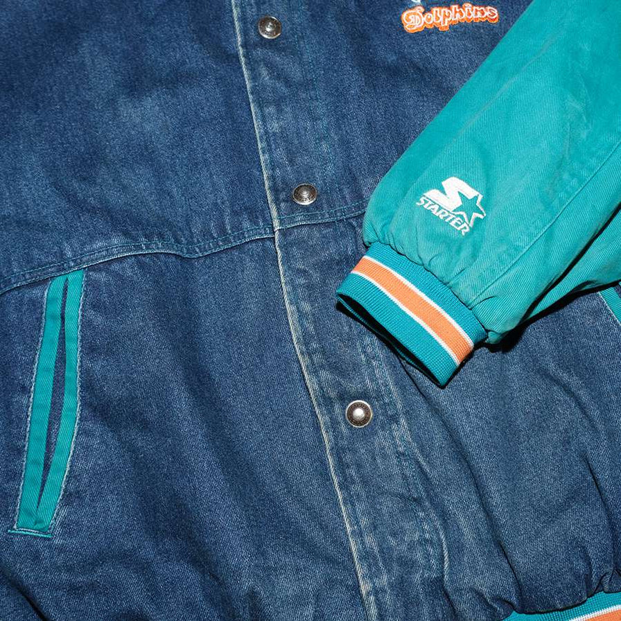 Vintage Starter Miami Dolphins Denim College Jacket Large / XLarge