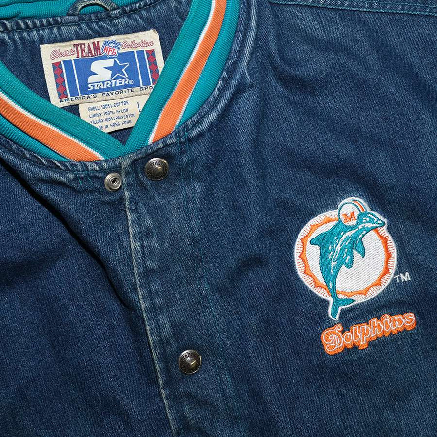 Vintage Starter Miami Dolphins Denim College Jacket Large / XLarge