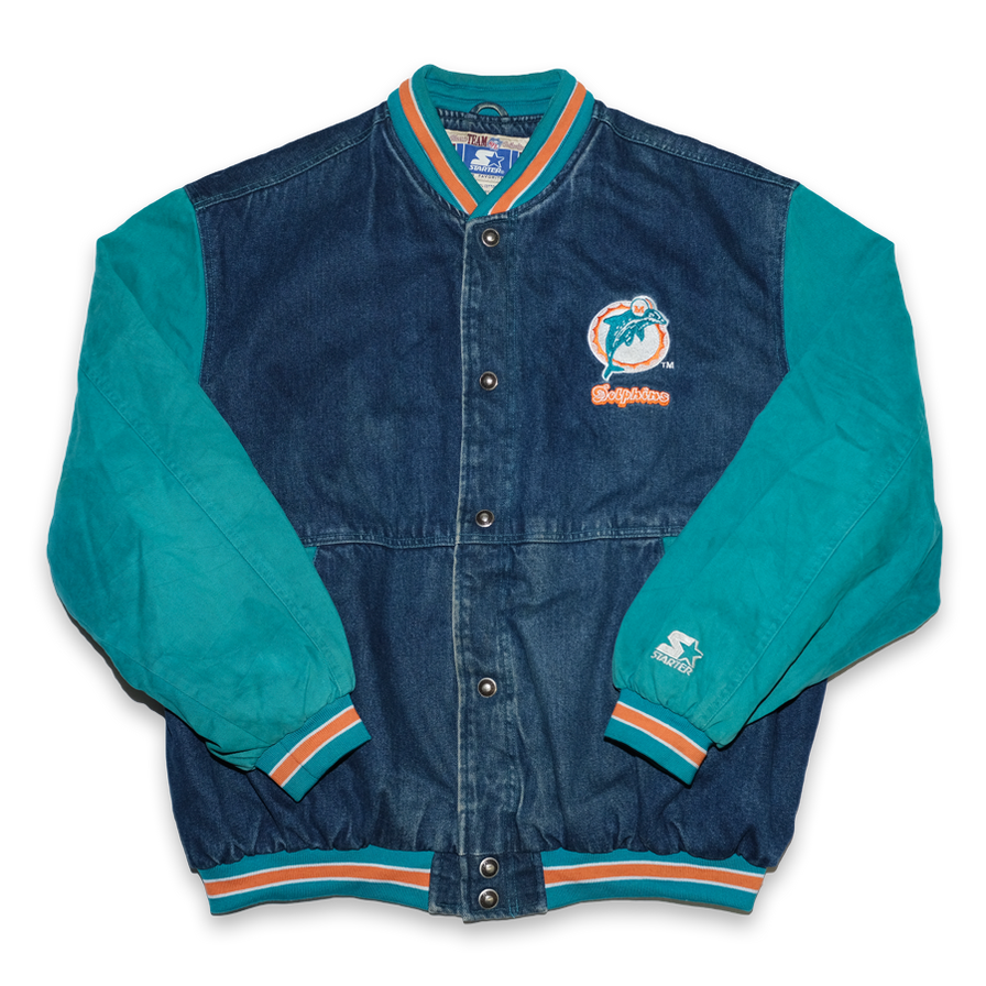 Vintage Starter Miami Dolphins Denim College Jacket Large / XLarge