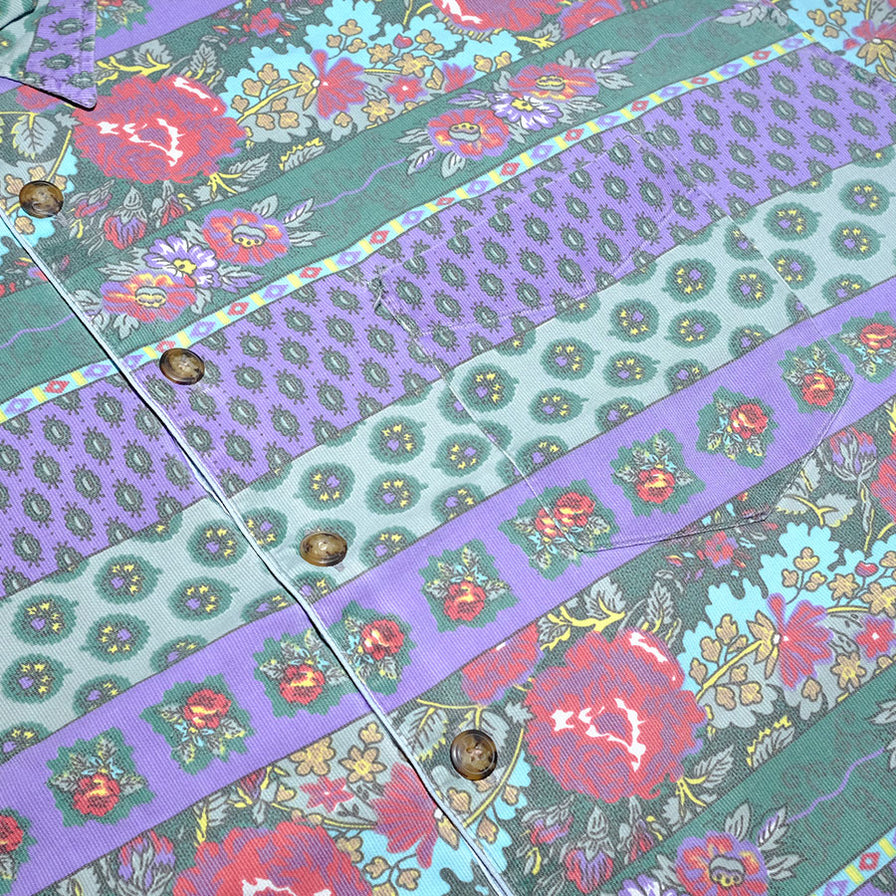 Vintage Roses Pattern Shirt XLarge - Double Double Vintage