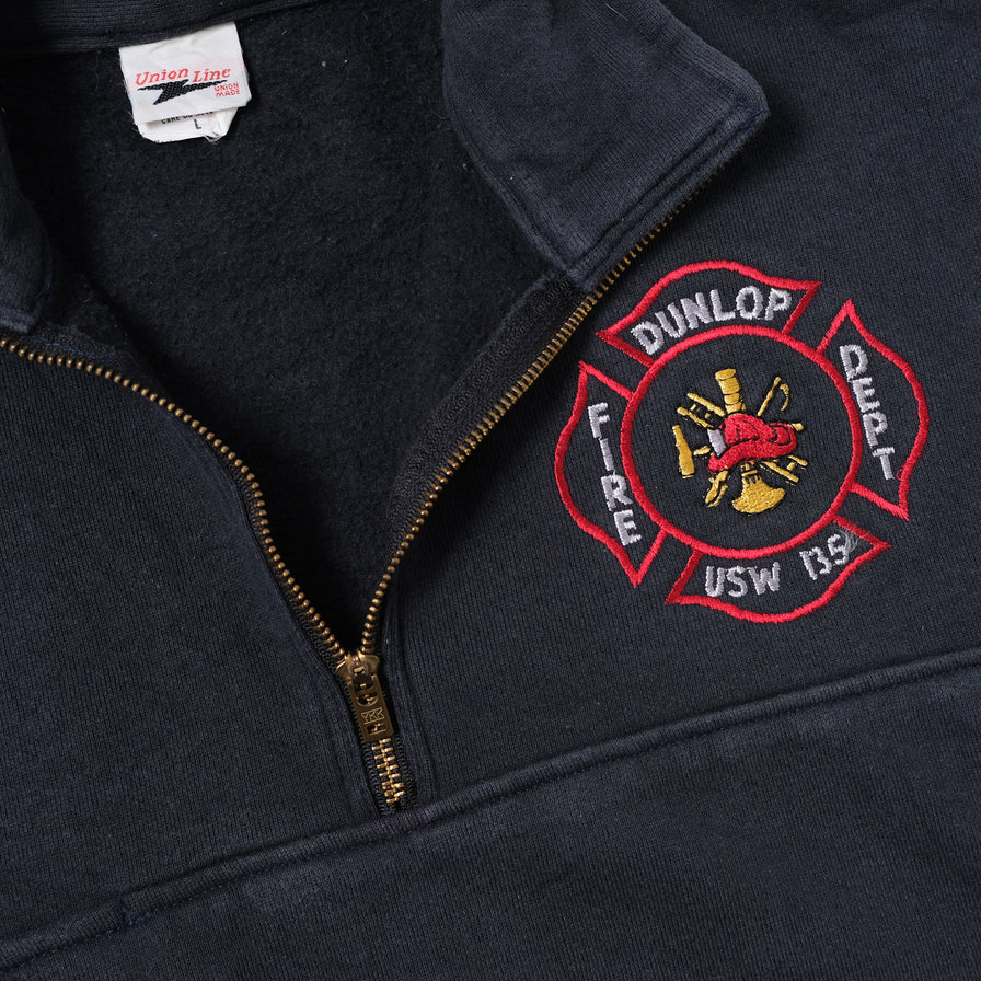 Vintage Dunlop Fire Dept. Q-Zip Sweater Large / XLarge
