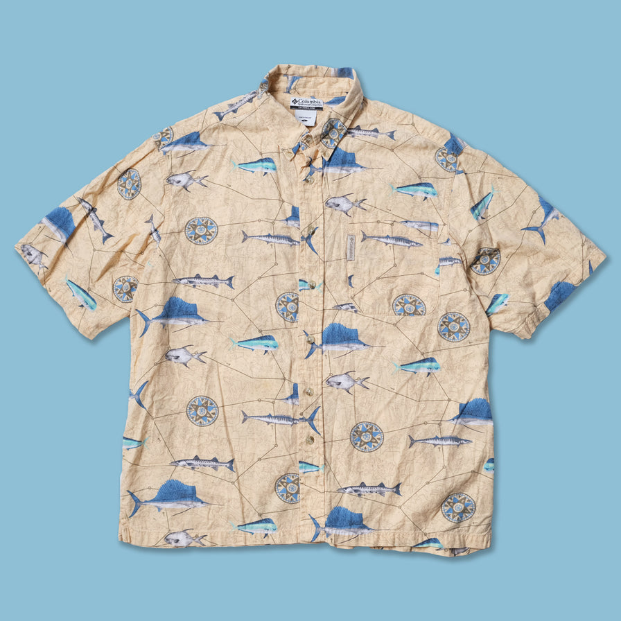 Vintage Columbia Fish Pattern Shirt Large