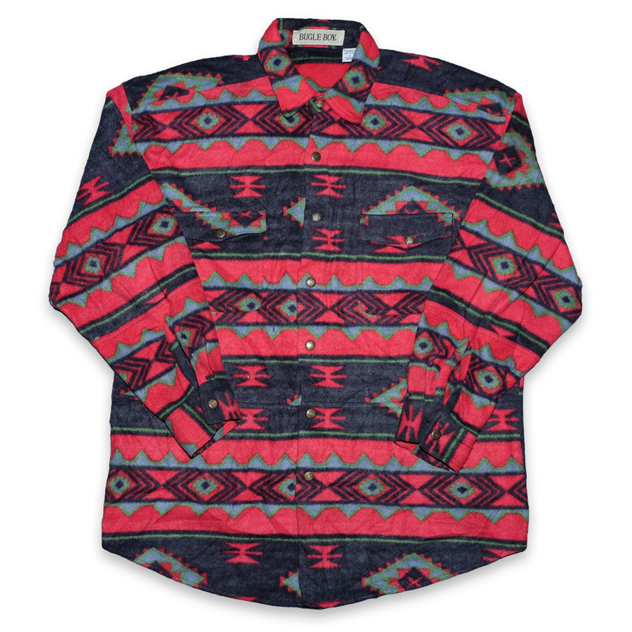 Vintage Pattern Fleece Shirt XLarge