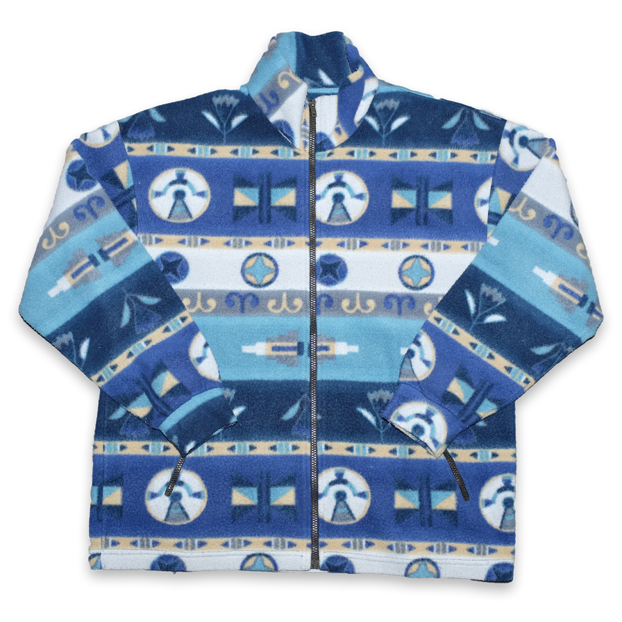 Vintage Pattern Fleece Jacket Medium - Double Double Vintage