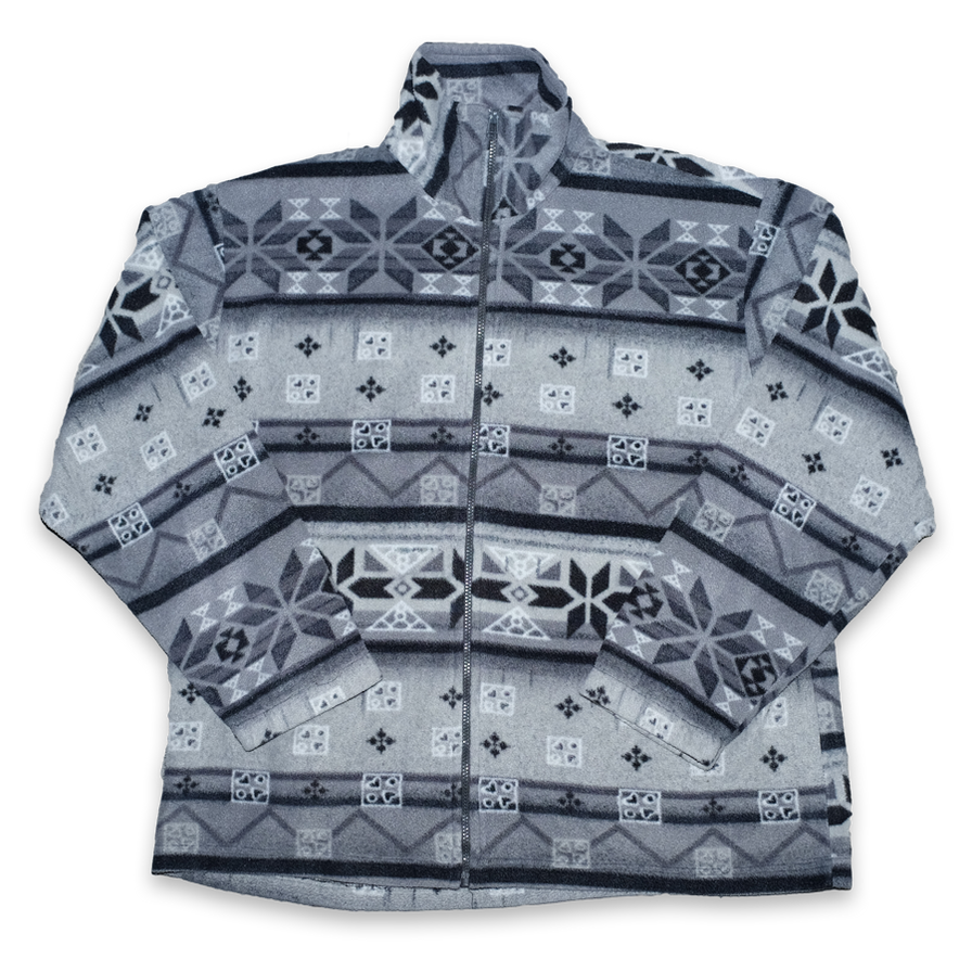 Vintage Pattern Fleece Jacket XLarge - Double Double Vintage
