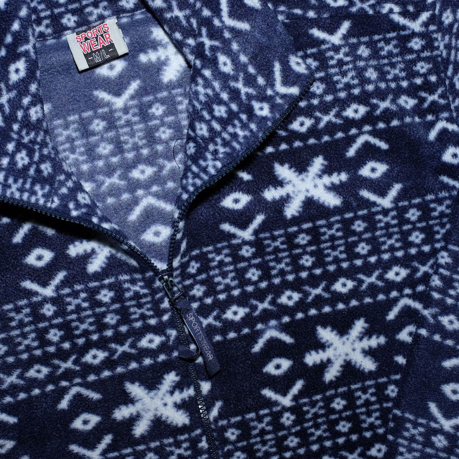 Vintage Pattern Fleece Jacket Medium / Large - Double Double Vintage