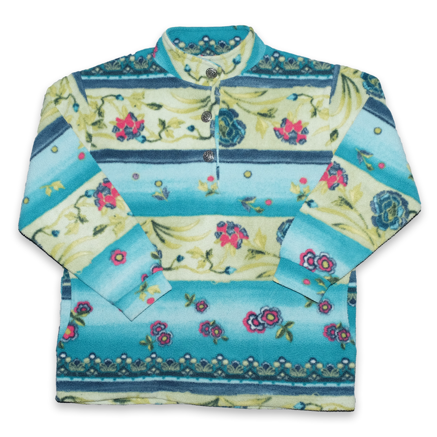 Vintage Pattern Snap Fleece Medium - Double Double Vintage