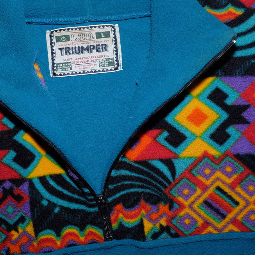 Vintage Pattern Q-Zip Fleece Large / XLarge - Double Double Vintage