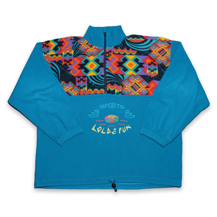 Vintage Pattern Q-Zip Fleece Large / XLarge - Double Double Vintage