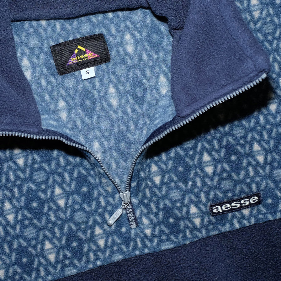 Vintage Pattern Q-Zip Fleece Small - Double Double Vintage