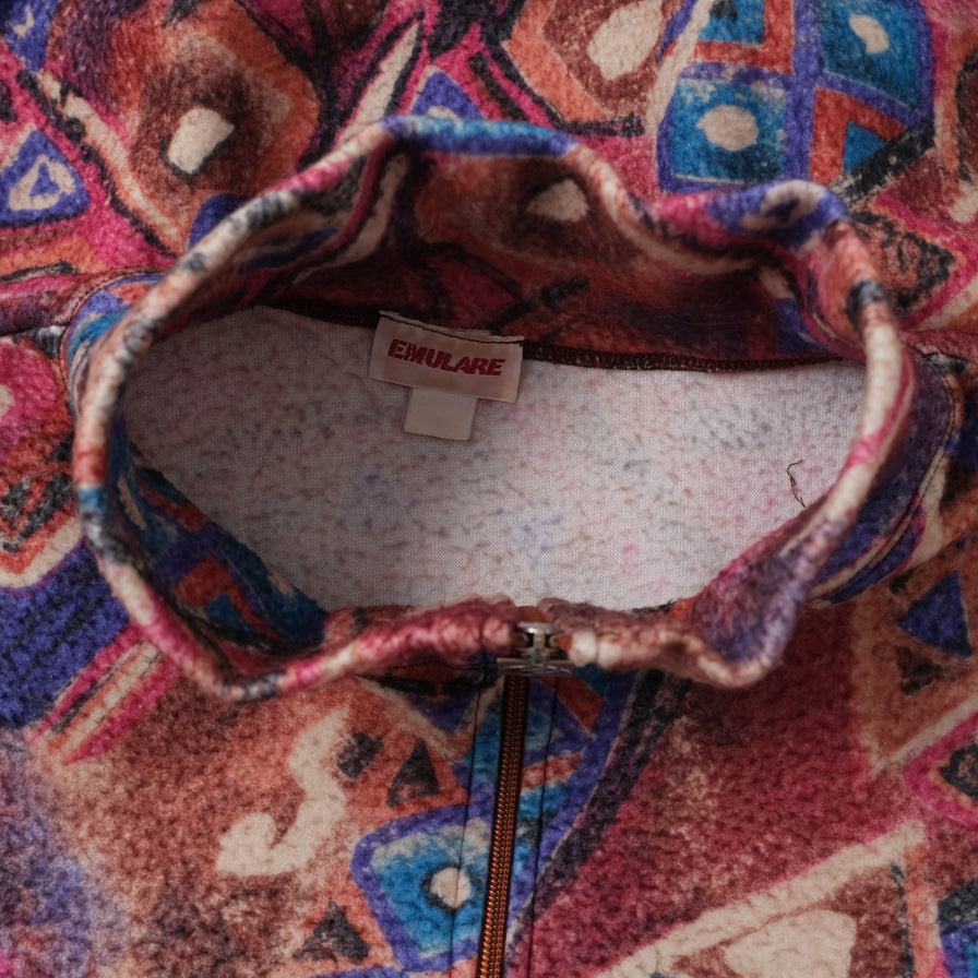 Vintage Pattern Q-Zip Fleece Medium