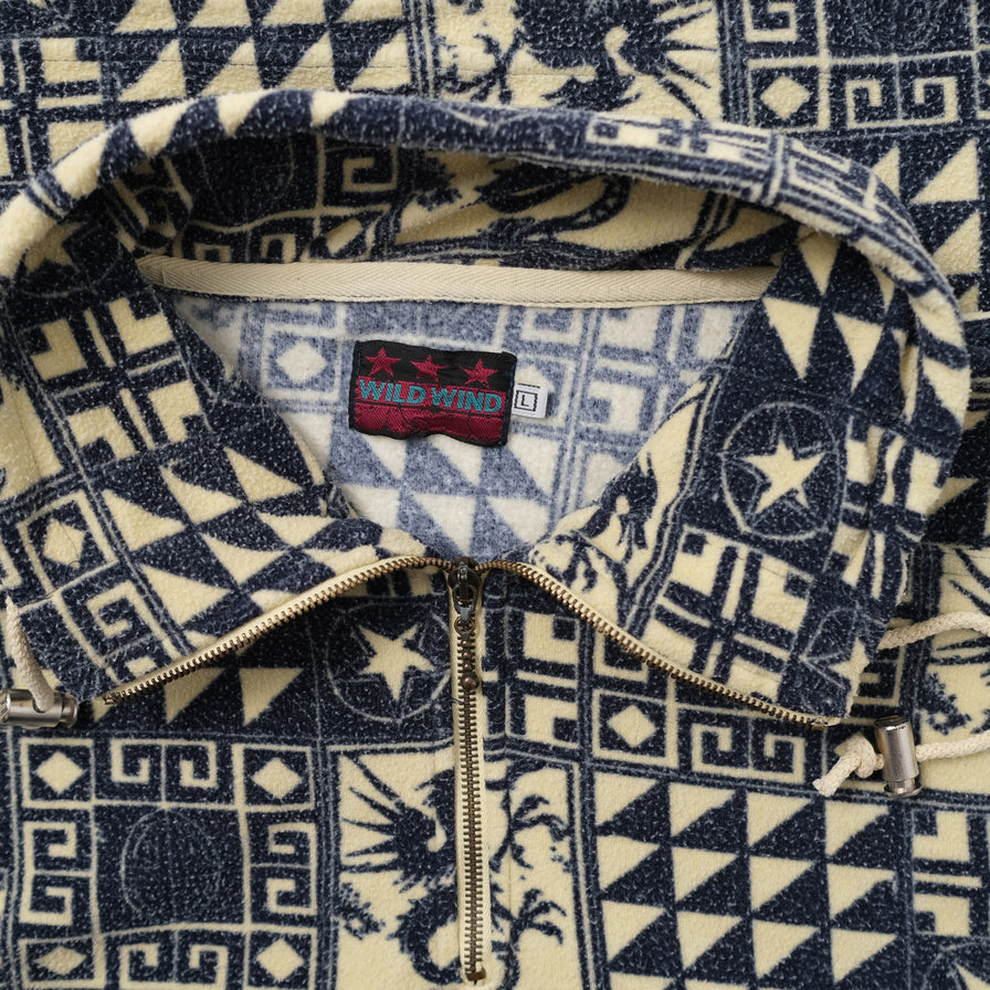 Vintage Pattern Q-Zip Fleece Large