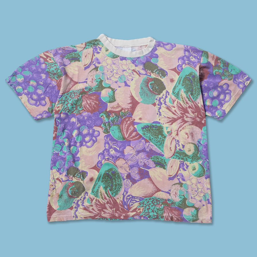 Vintage Grapes Pattern T-Shirt Small