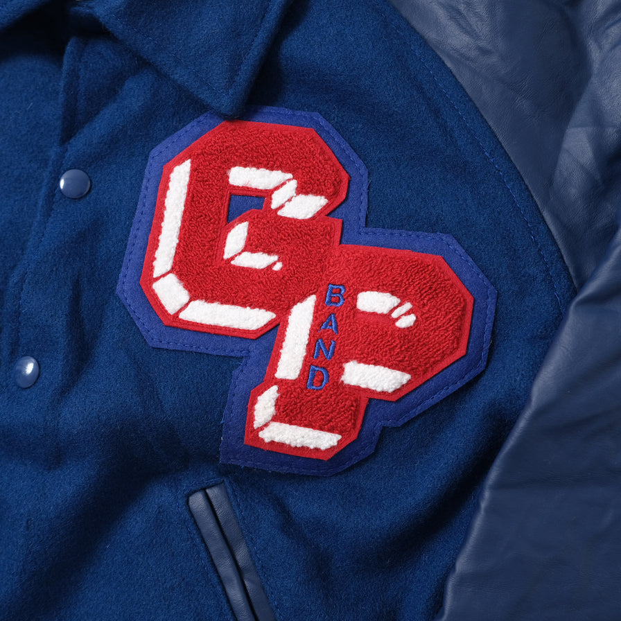 Vintage College Wool Leather Jacket Small