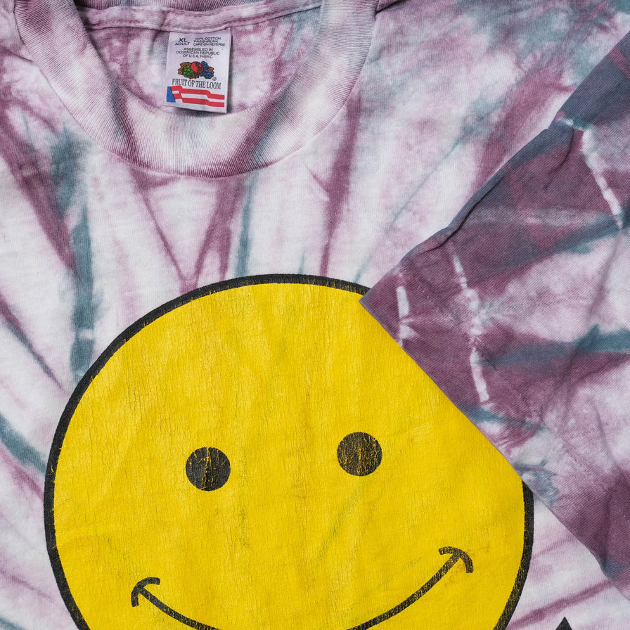 Vintage Tie Dye Happy T-Shirt XLarge