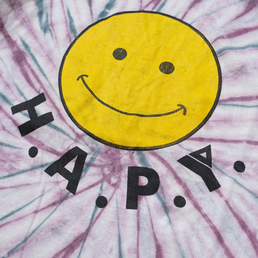 Vintage Tie Dye Happy T-Shirt XLarge