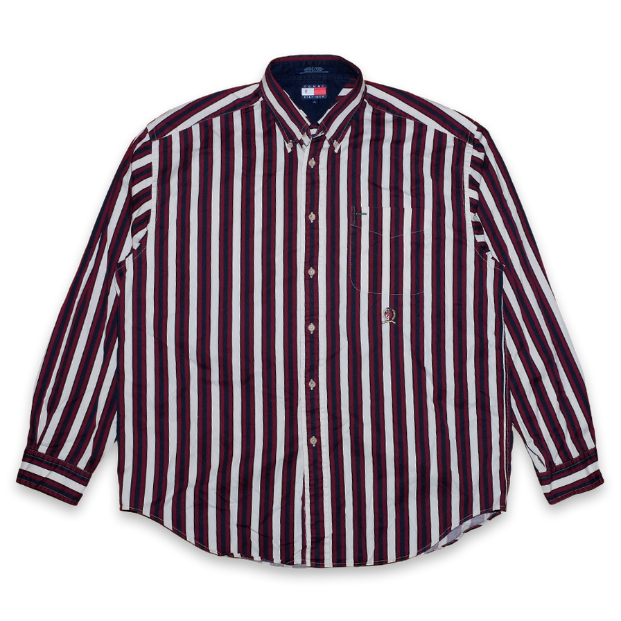 Vintage Tommy Hilfiger Striped Shirt Large - Double Double Vintage