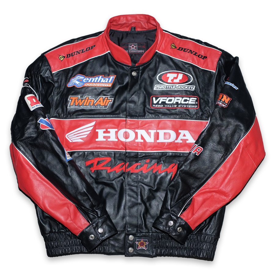 Vintage Honda Leather Racing Jacket Large Double Double Vintage