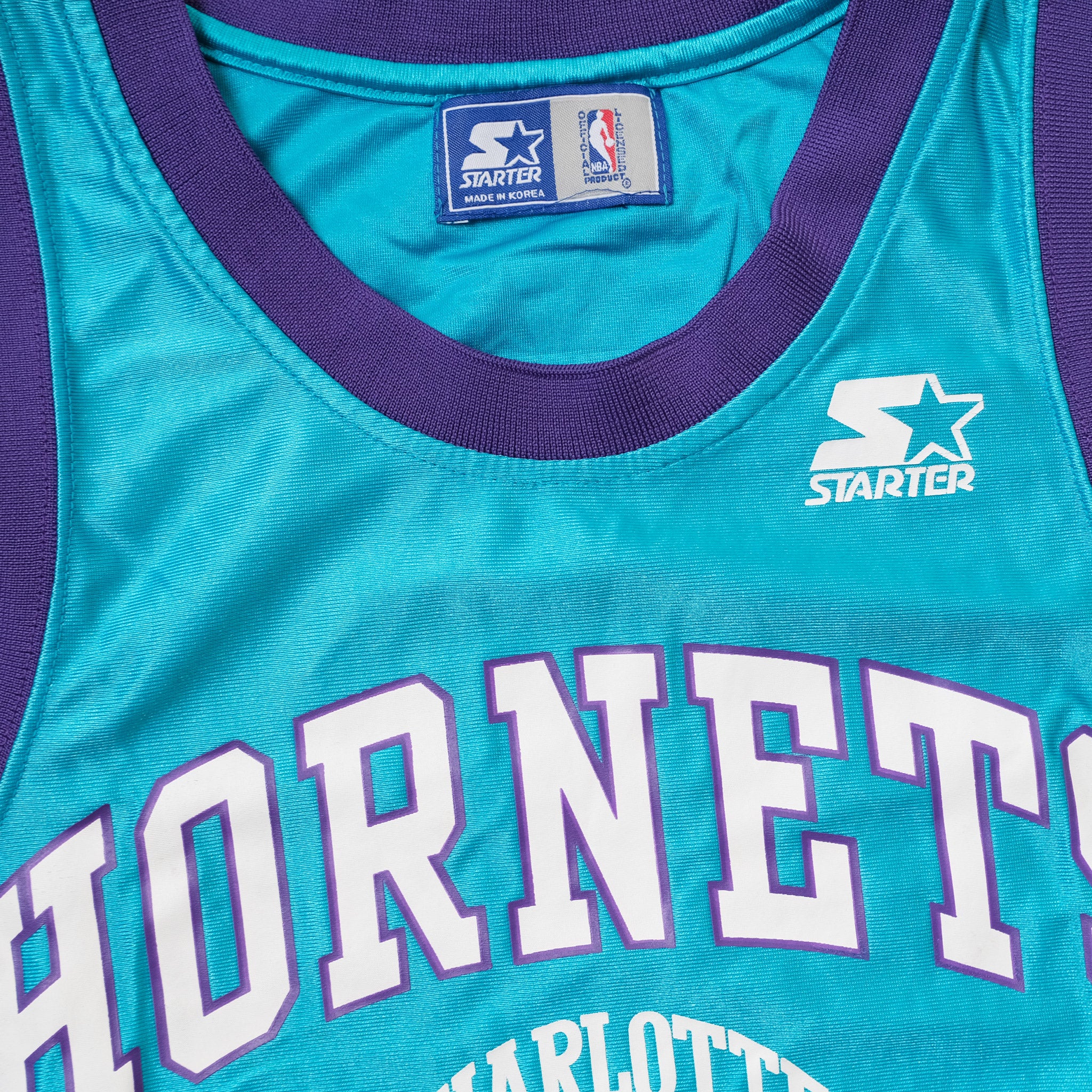Vtg Rare NBA Charlotte Hornets Starter All Over Print Hockey Jersey. Mens  Medium
