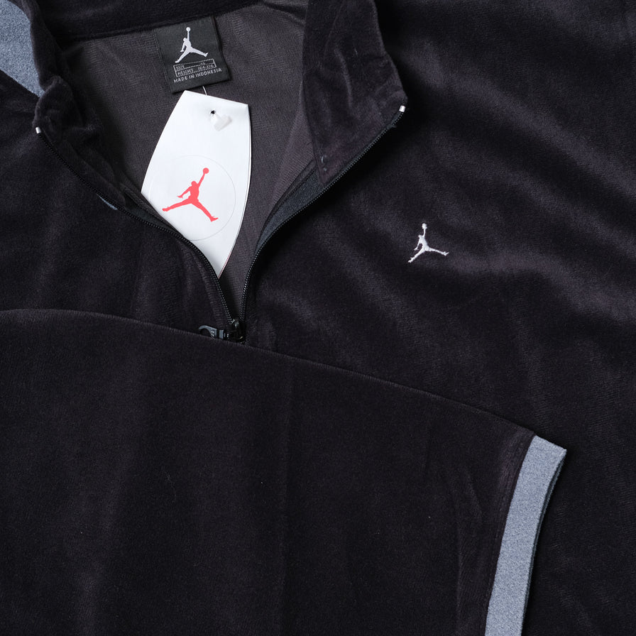 Vintage Deadstock Nike Jordan Velour Q Zip Sweater Large Double Double Vintage