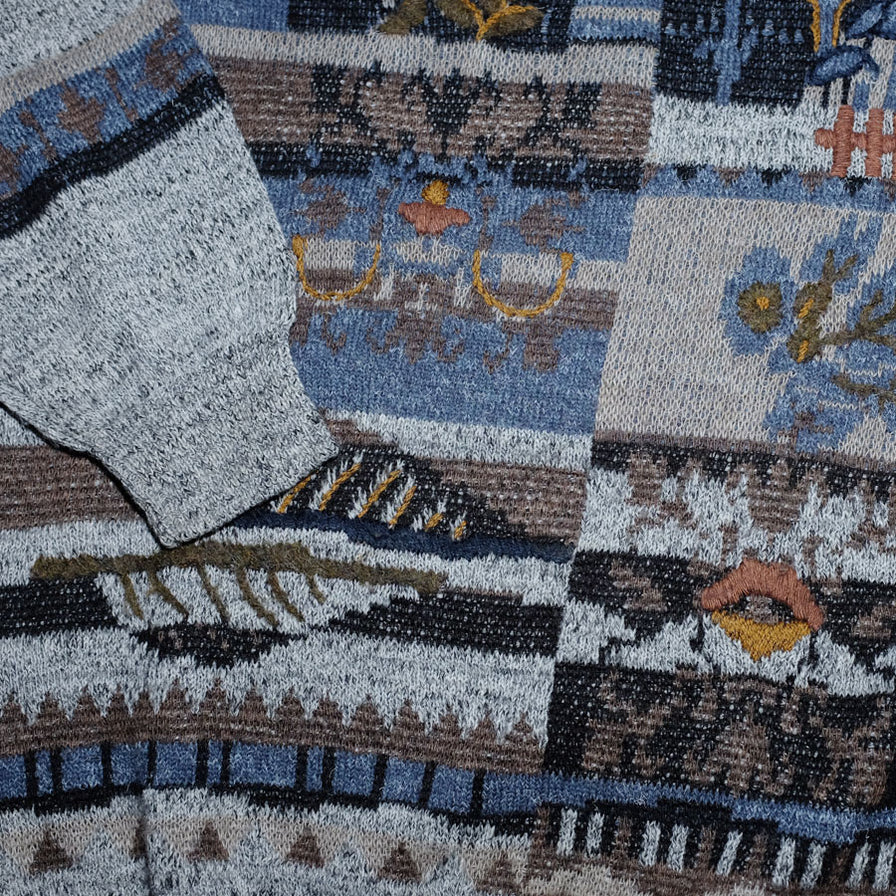 Vintage Pattern Knit Sweater Large - Double Double Vintage