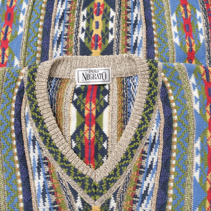 Vintage V-Neck Knit Sweater XLarge