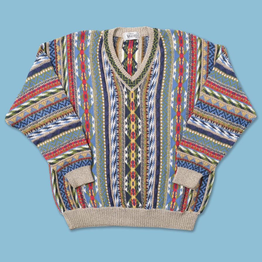 Vintage V-Neck Knit Sweater XLarge