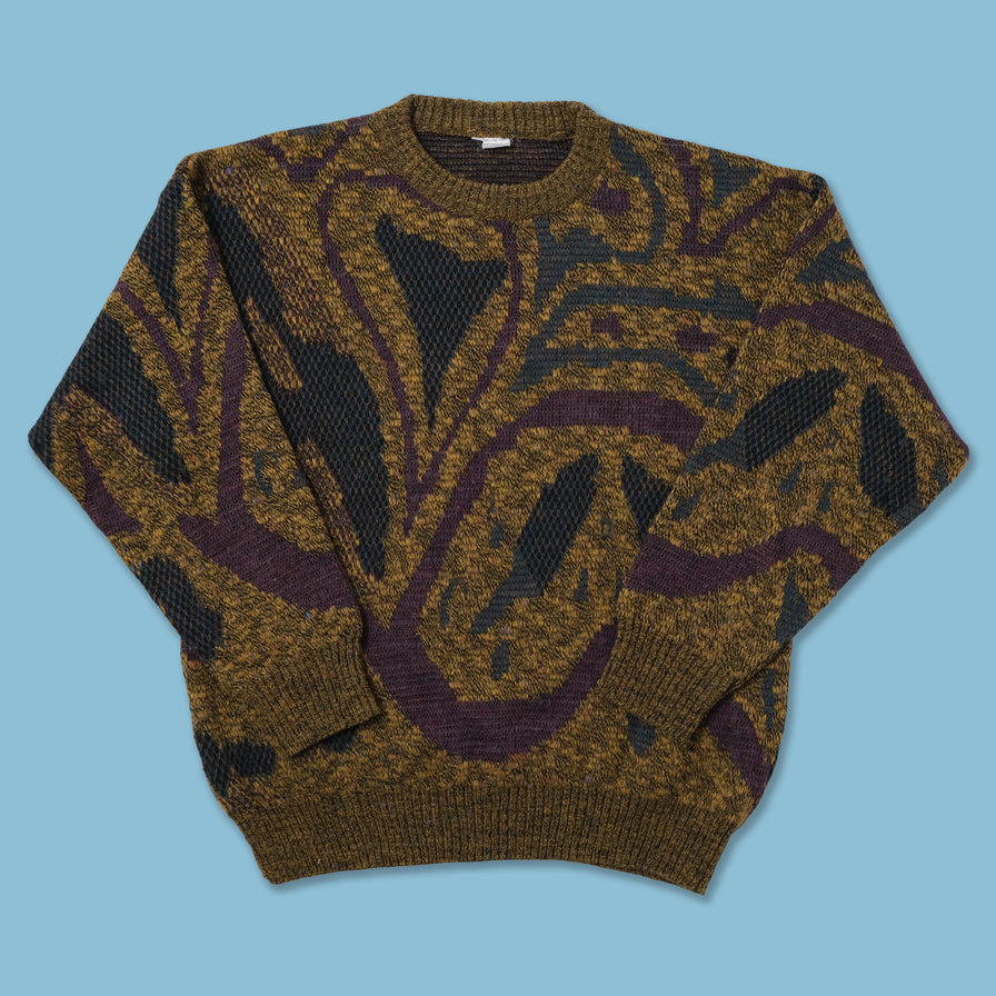 Vintage Pattern Knit Sweater Large