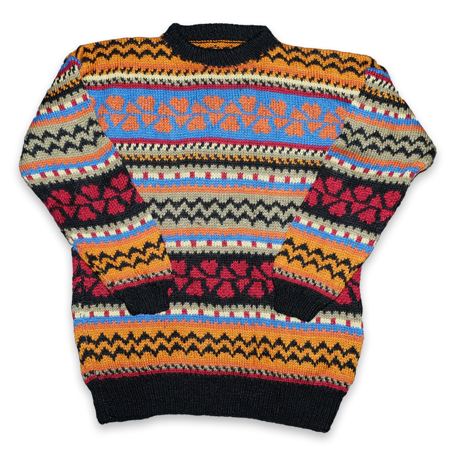 Vintage Pattern Knit Sweater Medium / Large