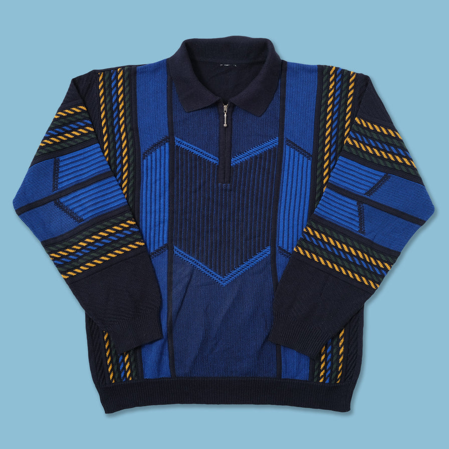 Vintage Q-Zip Knit Sweater Large
