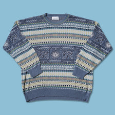 Vintage Pattern Knit Sweater Large