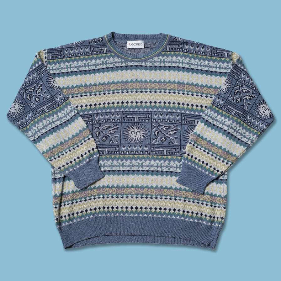 Vintage Pattern Knit Sweater Large