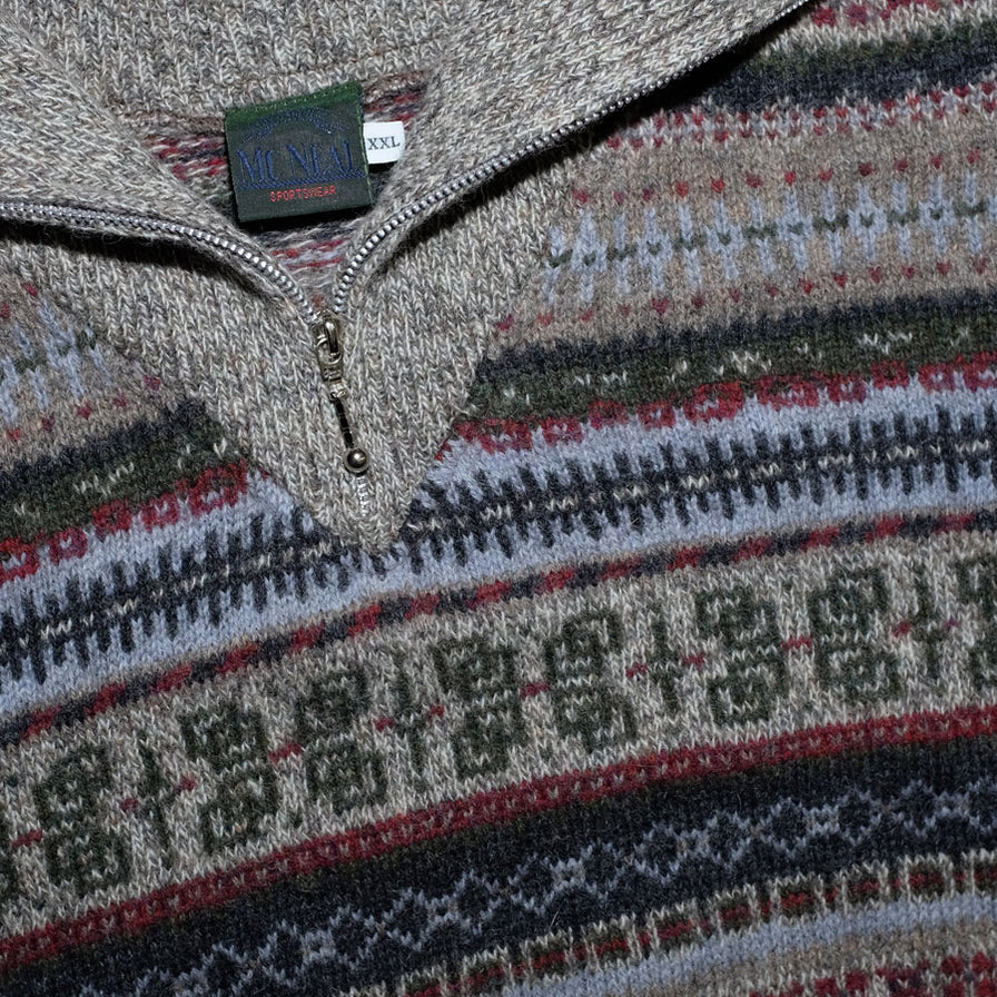 Vintage Q-Zip Knit Sweater XLarge - Double Double Vintage