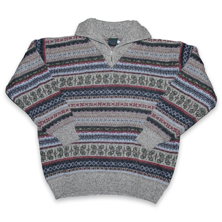 Vintage Q-Zip Knit Sweater XLarge - Double Double Vintage