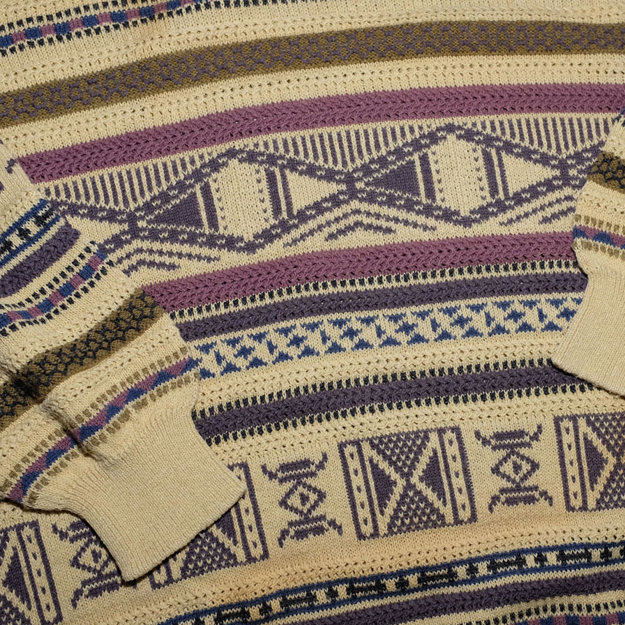 Vintage Pattern Knit Sweater XLarge - Double Double Vintage