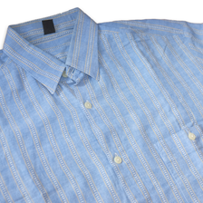 Vintage Short Sleeve Shirt Vertical Stripes Small / Medium - Double Double Vintage